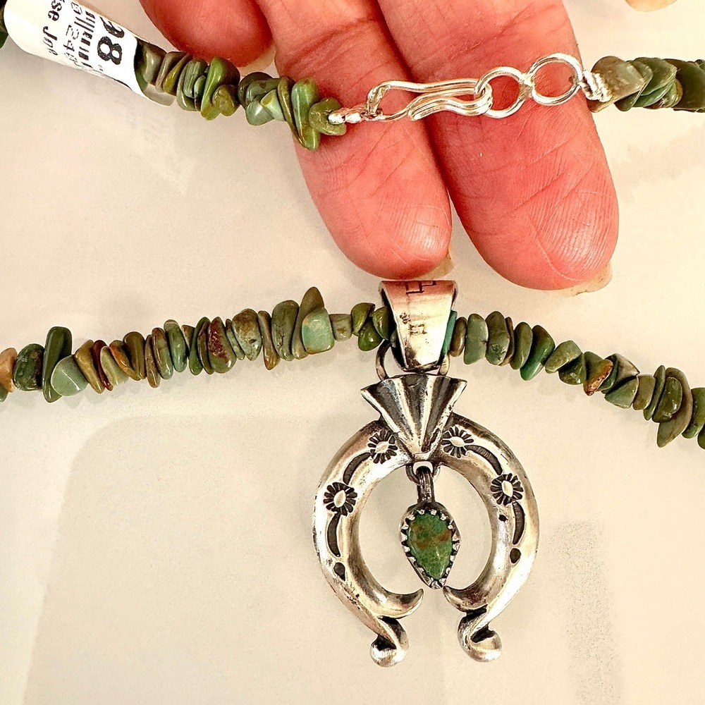 Navajo Naja Necklace Turquoise 17in Sterling Native American Layering Louise Joe - Picture 10 of 11